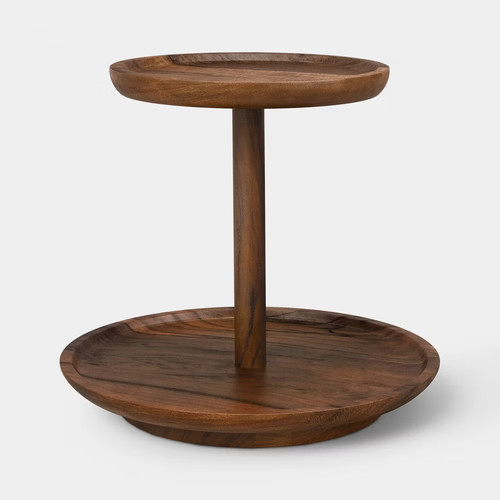Dark wood tiered revolving - wood,